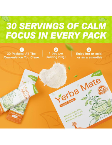 Yerba Mate Instantáneo WUEIS - Sabor Naranja, 30 Paquetes