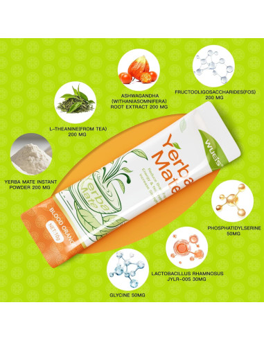 Yerba Mate Instantáneo WUEIS - Sabor Naranja, 30 Paquetes