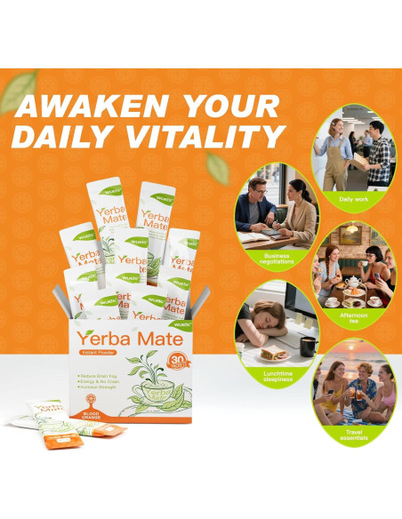 Yerba Mate Instantáneo WUEIS - Sabor Naranja, 30 Paquetes