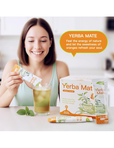 Yerba Mate Instantáneo WUEIS - Sabor Naranja, 30 Paquetes