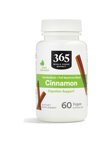 Suplemento de Canela 365 Whole Foods 60 Cápsulas Veganas