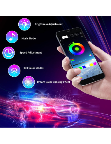 Luces LED de neón para automóviles WEBUPAR, 6 piezas RGBIC