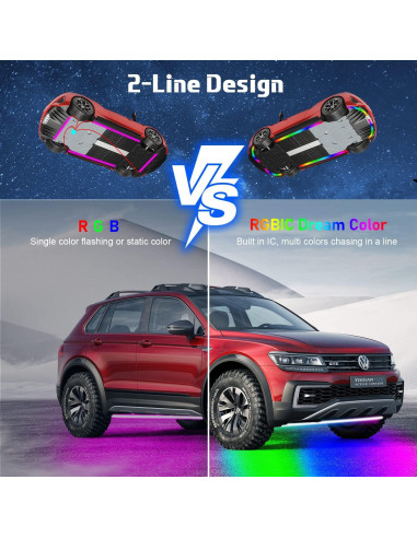 Luces LED de neón para automóviles WEBUPAR, 6 piezas RGBIC