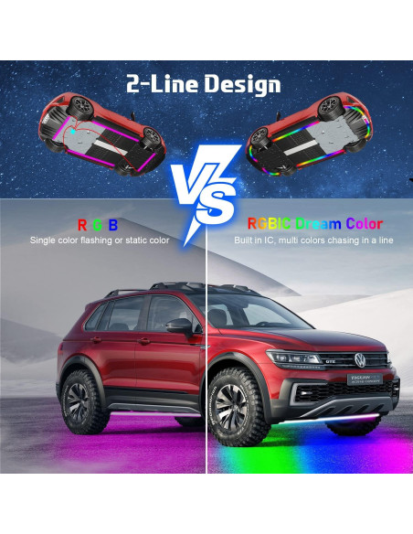 Luces LED de neón para automóviles WEBUPAR, 6 piezas RGBIC