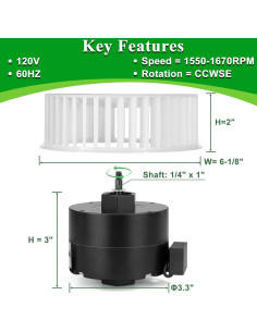 Motor y Rueda de Soplador Nutone 23405Ser 3.3" (8.38 cm) 5 Años 2