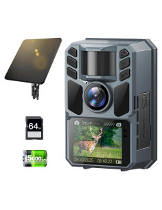 Cámara de Caza Solar FKPCAM 64MP con Batería 5000mAh IP67