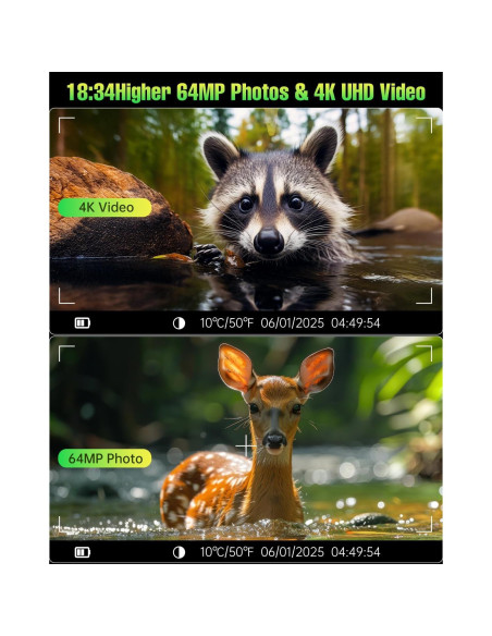 Cámara de Caza Solar FKPCAM 64MP con Batería 5000mAh IP67