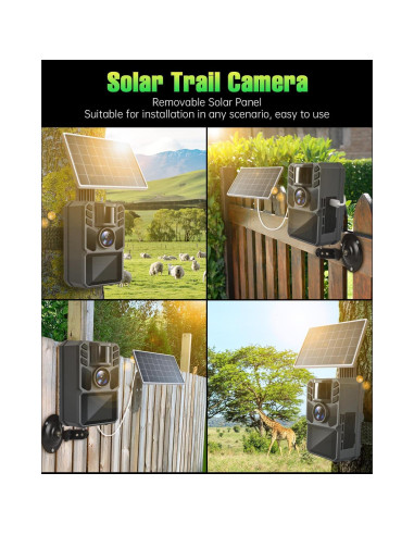 Cámara de Caza Solar FKPCAM 64MP con Batería 5000mAh IP67