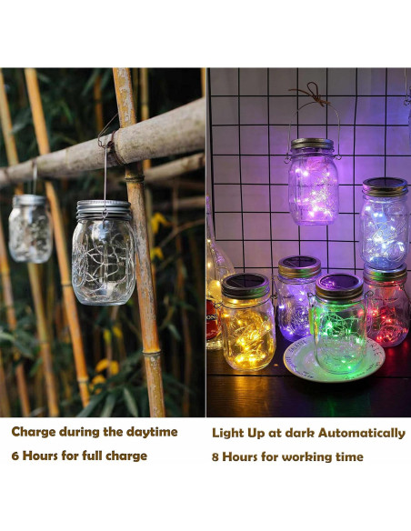 Luces de Tapa Solar Decorman para Tarros Mason - 6 LED Multicolor