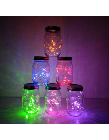 Luces de Tapa Solar Decorman para Tarros Mason - 6 LED Multicolor