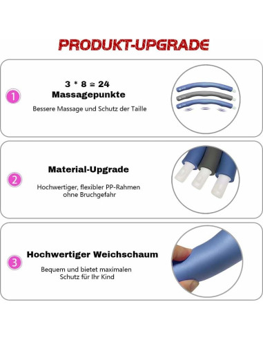 Aro de Fitness LETAO para Niños 72 cm Azul-Gris Desmontable