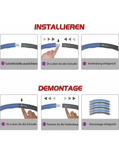 Aro de Fitness LETAO para Niños 72 cm Azul-Gris Desmontable