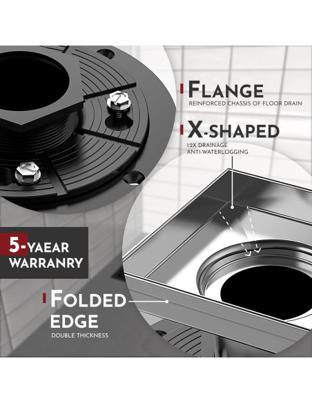 Drenaje de Ducha Cuadrado WEBANG 15.24 cm Acero Inoxidable