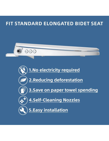 Asiento de Inodoro Bidet Clirass Alargado Blanco con Cierre Suave