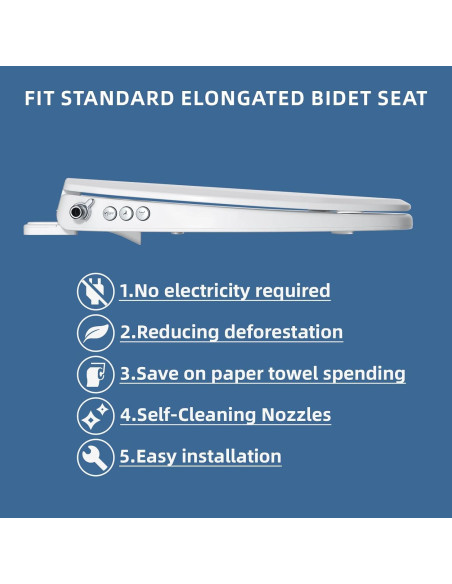 Asiento de Inodoro Bidet Clirass Alargado Blanco con Cierre Suave