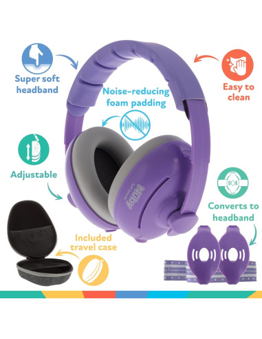 Auriculares Canceladores de Ruido Nuby 2-en-1 para Bebés - Púrpura