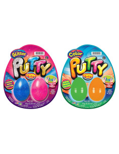 Set de Putty Brillo en la Oscuridad JA-RU - 4 Huevos Neón y Purpurina