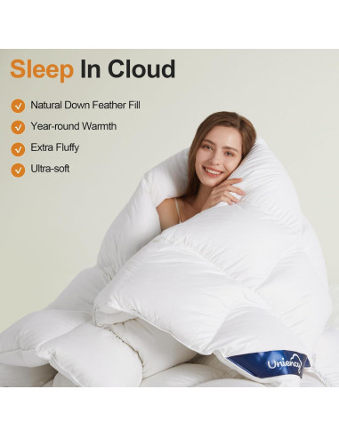 Edredón de Plumas King Uniency Blanco 269x229 cm Lavable