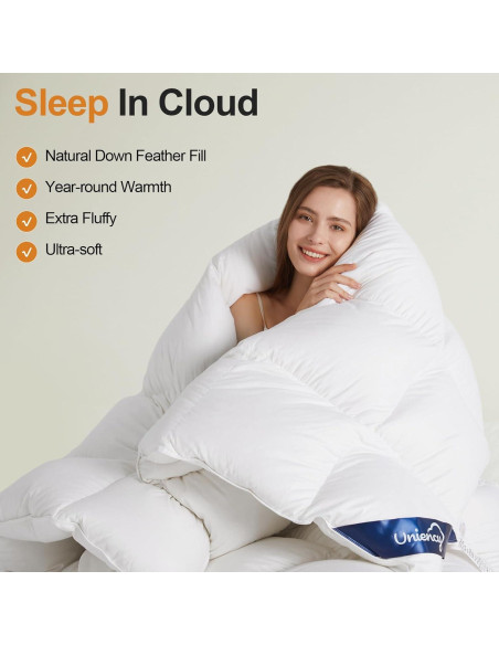Edredón de Plumas King Uniency Blanco 269x229 cm Lavable