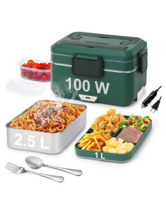 Lonchera Eléctrica Jleiiofe 3.5L 100W Doble Capa Verde Militar