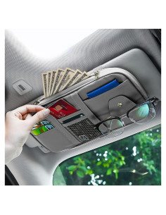 Organizador de Visera de Coche AUCELI en Cuero PU Gris