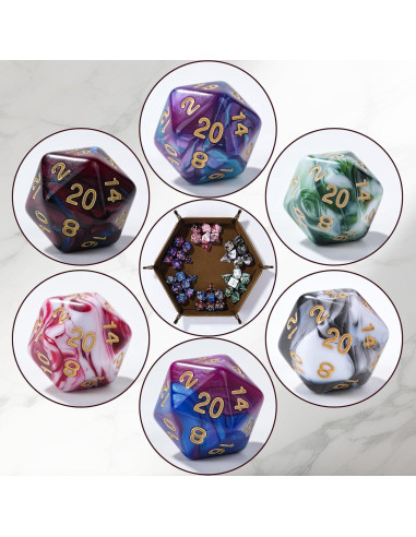 Set de Dados Poliedricos DND 42 Piezas con Bolsas y Bandeja