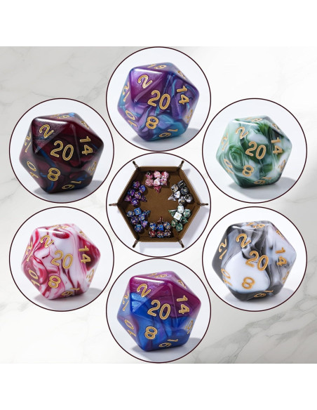 Set de Dados Poliedricos DND 42 Piezas con Bolsas y Bandeja
