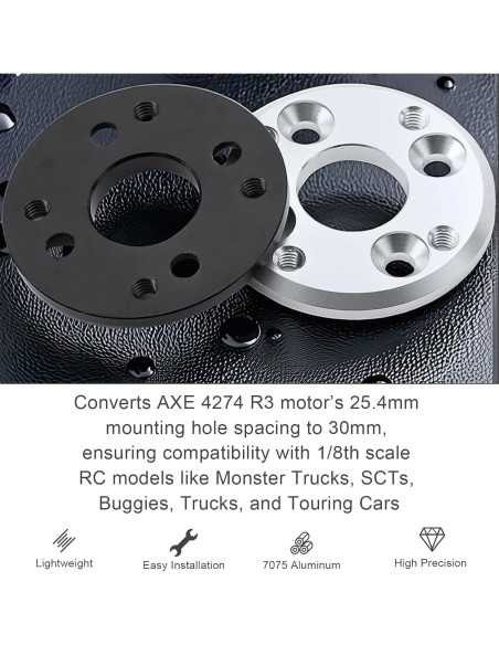 Adaptador de Motor Hobbywing AXE 4274 R3 25.4mm a 30mm Aluminio