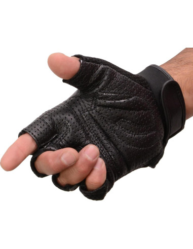 Guantes de Motocicleta Milwaukee MG7504 de Cuero Negro con Gel