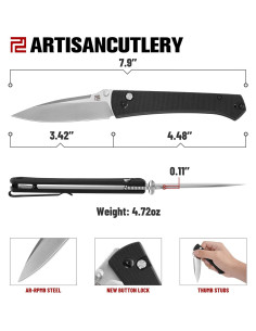 Cuchillo Plegable ARTISANCUTLERY Andromeda 1856P Acero AR-RPM9 2