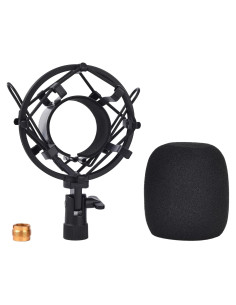 Soporte de micrófono universal metálico con amortiguador - Negro