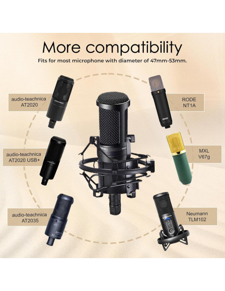 Soporte de micrófono universal metálico con amortiguador - Negro