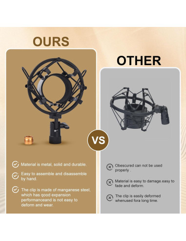 Soporte de micrófono universal metálico con amortiguador - Negro