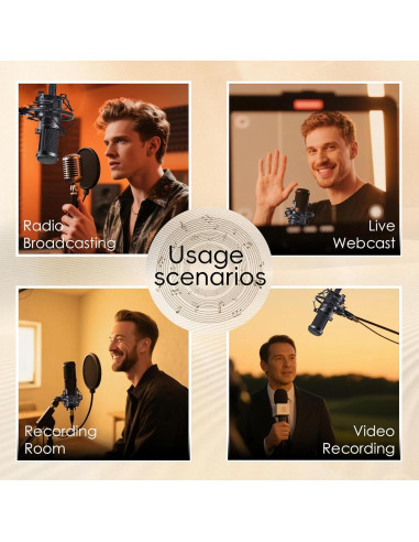 Soporte de micrófono universal metálico con amortiguador - Negro