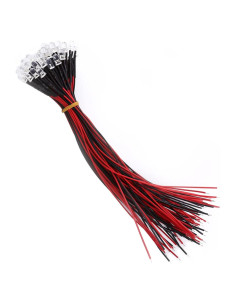 50 Piezas LED Pre Cableados 3/5/10mm Walfront Luz Blanca