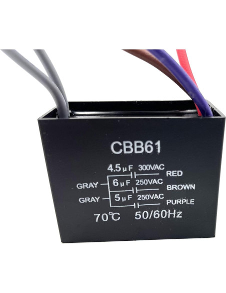 Condensador de Ventilador de Techo CBB61 4.5uF 5uF 6uF 250V