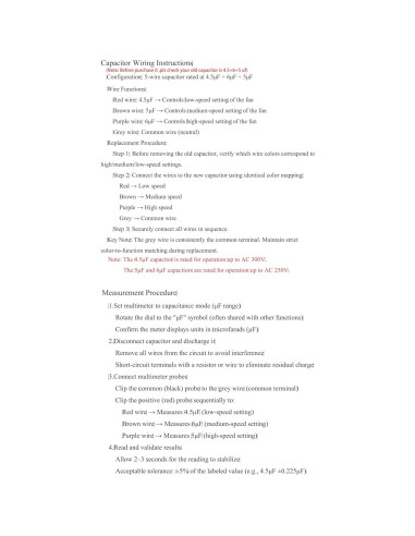 Condensador de Ventilador de Techo CBB61 4.5uF 5uF 6uF 250V