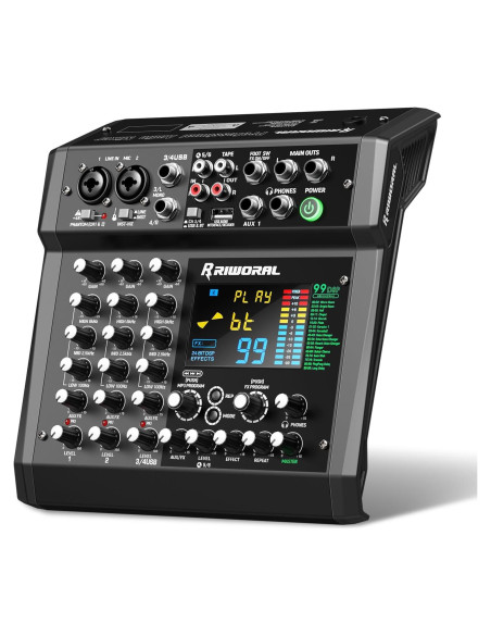 Mesa de Mezcla Digital 6 Canales RMX06 con Bluetooth y USB