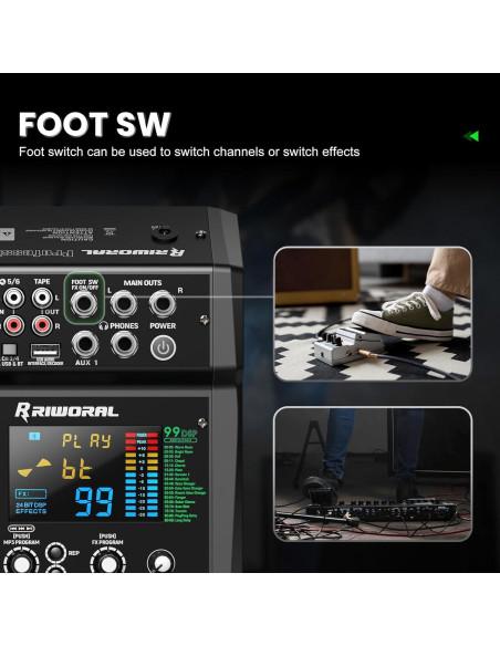 Mesa de Mezcla Digital 6 Canales RMX06 con Bluetooth y USB