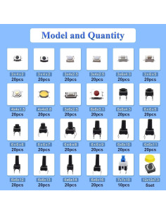 Kit de Interruptores Táctiles Juasky 460pcs 24 Valores DC12V 2