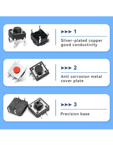 Kit de Interruptores Táctiles Juasky 460pcs 24 Valores DC12V