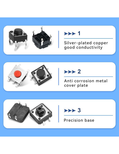 Kit de Interruptores Táctiles Juasky 460pcs 24 Valores DC12V
