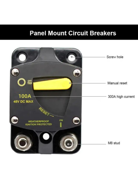 Interruptor de Circuito 100A BEISUOS 12V-48V DC a Prueba de Agua