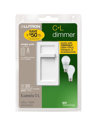 Interruptor Regulador Deslizante Lutron Lumea C-L Blanco 150W