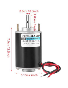 Motor Eléctrico DC 12V Acogedor XD-3420 30W 3500RPM 2