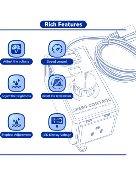 Controlador de Velocidad de Motor AC Mateell 15A Ajustable