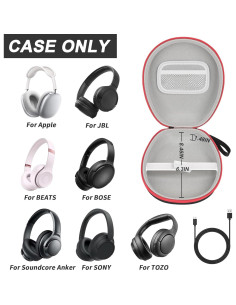 Estuche Universal para Auriculares COMECASE Negro con Cremallera Roja 2