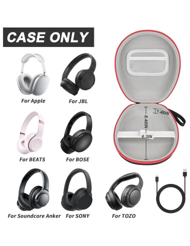 Estuche Universal para Auriculares COMECASE Negro con Cremallera Roja