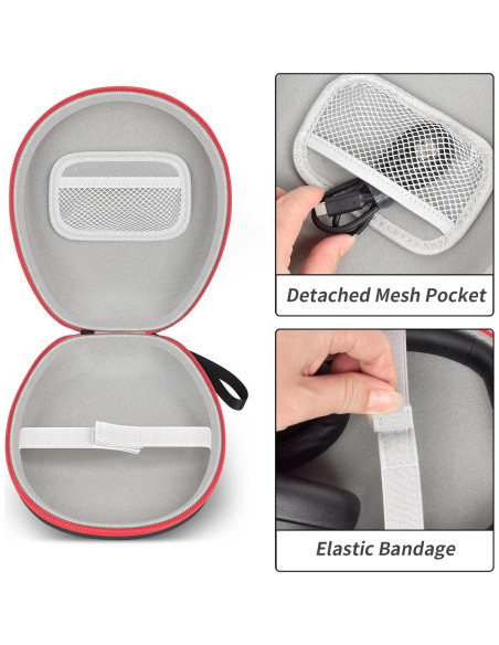 Estuche Universal para Auriculares COMECASE Negro con Cremallera Roja