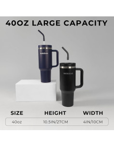 Taza de viaje 1.13L NebkDask acero inoxidable negra 2